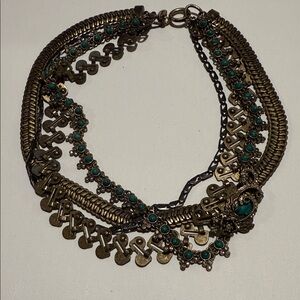 Ann Taylor Bronze and Turquoise Statement Necklace